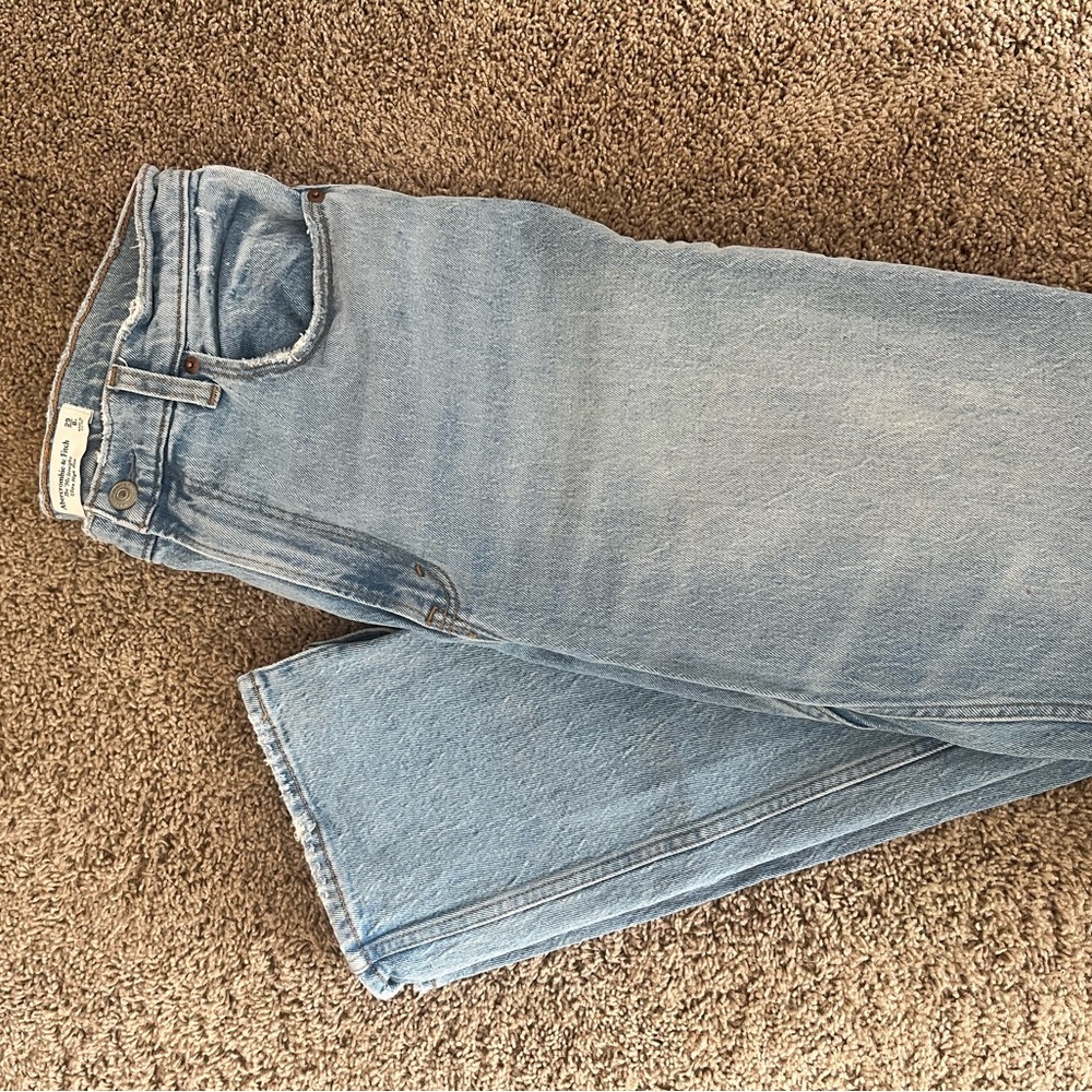 Abercrombie & Fitch Curve Love Blue Straight Leg Jeans